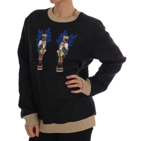 Dolce & Gabbana Black Fairy Tale Brocade Zipper Women's Sweater